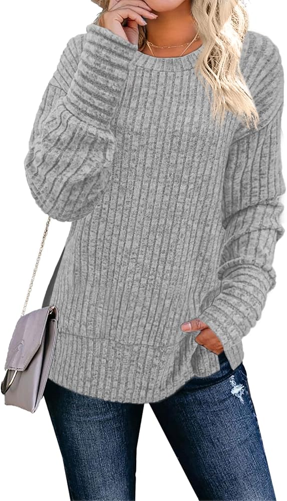 JomeDesign Sweaters for Women Long Sleeve Shirts Crew Neck Sweatshirt Lightweight Casual Tunic Tops