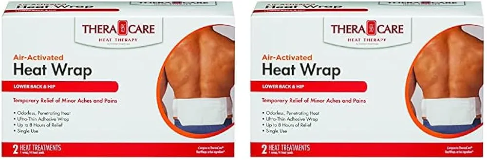 Thera|Care Air-Activated Heat Wrap | Lower Back & Hip| 2-Treatments |Deep, Penetrating Pain Relief (Pack of 2)