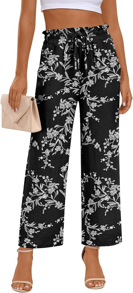 Anymeet Womens Pants Wide Leg Palazzo Loose High Waist Lounge Pants with Pockets Causal Trendy Summer Outfits M-3XL