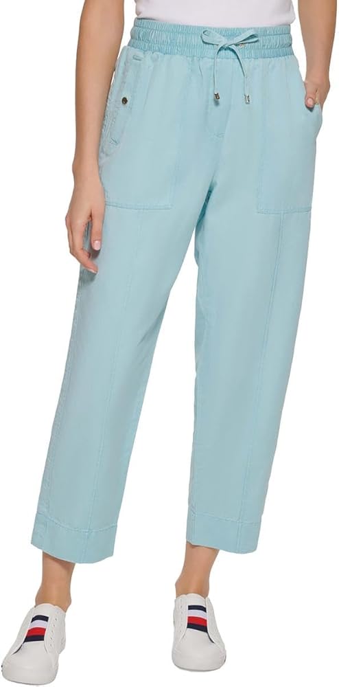 Tommy Hilfiger Womens High Rise Daytime Cropped Pants Blue XL