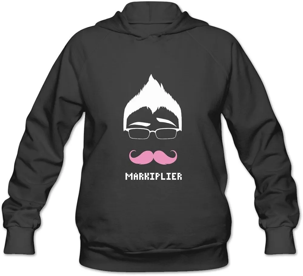 JeFF Women's Markiplier Warfstache Long Sleeve Sweatshirt Hoodies Black Small (US Size)