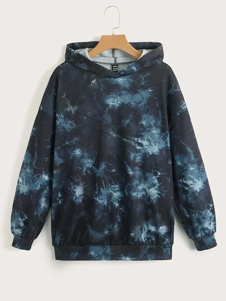 Sweatshirtw for Women - Tie Dye Drop Shoulder Hoodie (Color : Multicolor, Size : Small)