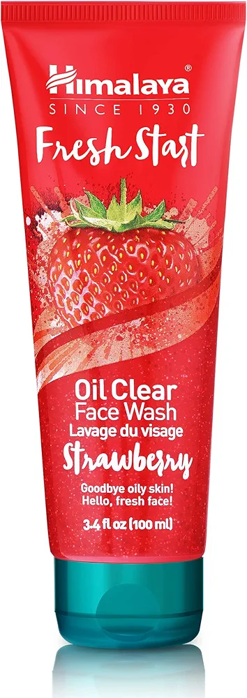 Himalaya Fresh Start Oil Clear Strawberry Face Wash, Daily Facial Cleanser for Clean, Soft, Healthy-Looking, Hydrated Skin, Non-Drying for All Skin Types, 3.38 oz