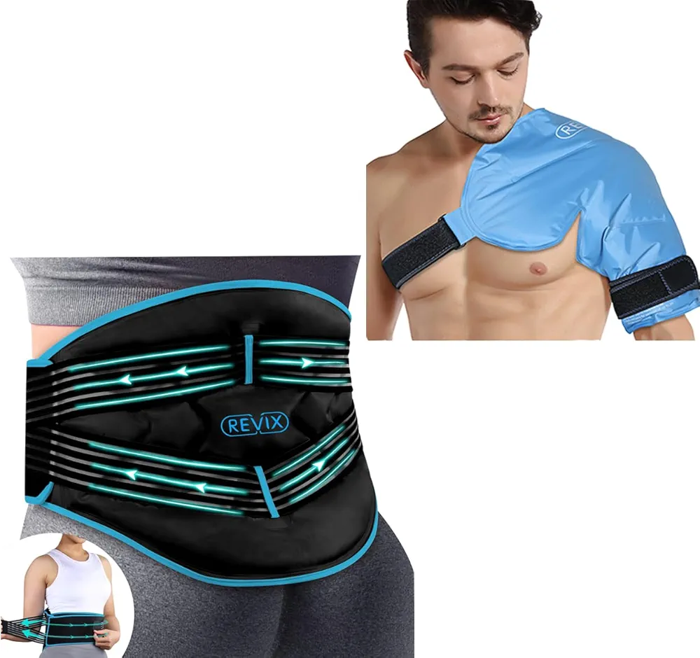 REVIX Large Ice Pack for Back Pain Relief and XL Shoulder Ice Pack for Rotator Cuff