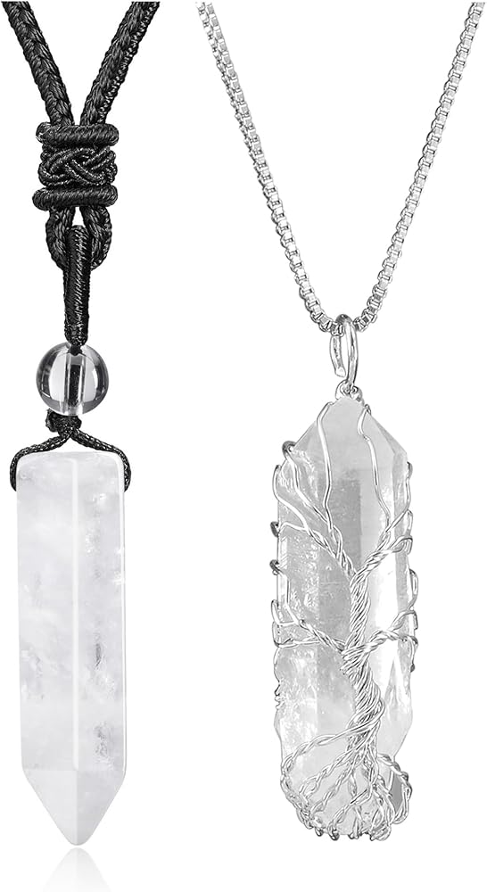 Top Plaza Bundle – 2 Items: Clear Quartz Crystal Necklaces for Men & Necklaces for Women