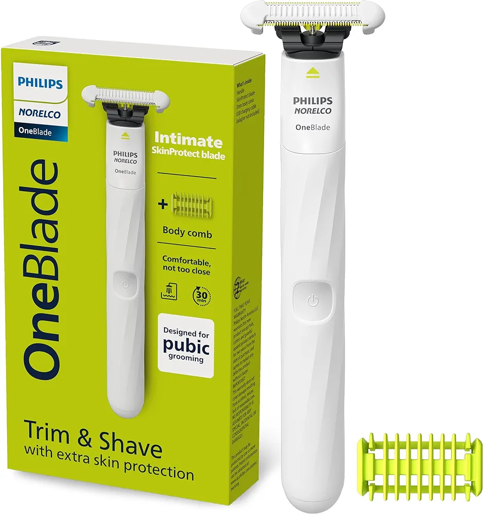 Philips Norelco OneBlade Unisex Intimate Pubic & Personal Body Groomer & Trimmer for Women & Men, QP1924/70