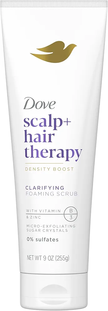 Dove Density Boost Clarifying Foaming Scrub Scalp + Hair Therapy for gentle scalp exfoliation, with Vitamin B3, Zinc and 0% sulfates, 9 oz