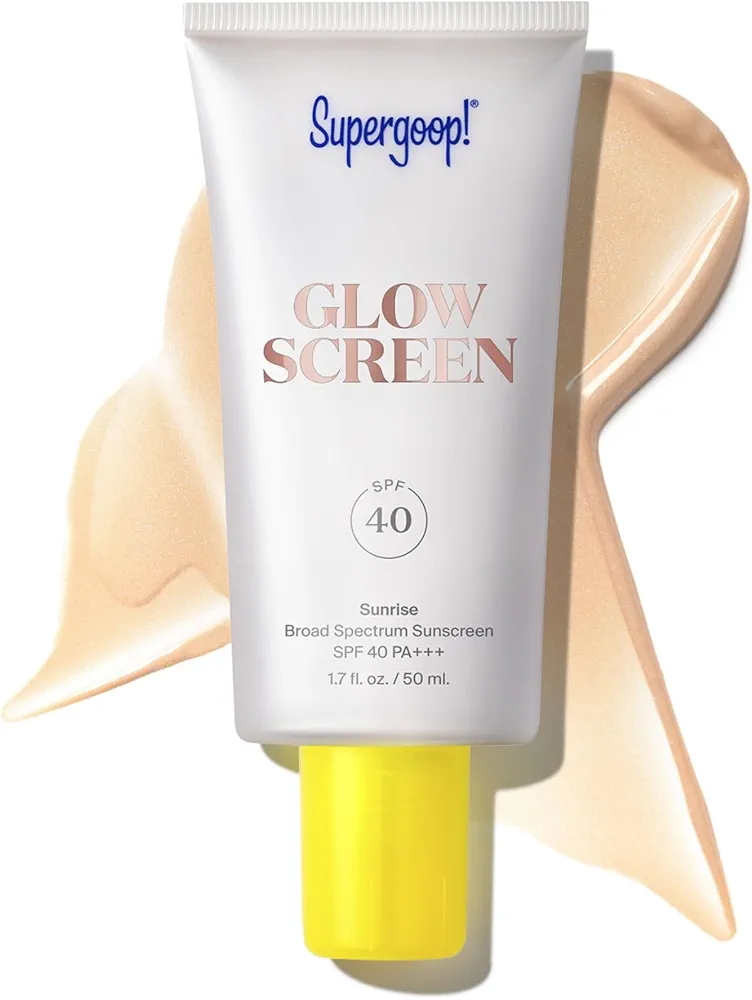 Supergoop! Glowscreen SPF 40, Sunrise (Champagne Glow) - 1.7 fl oz - Glowy Primer + Broad Spectrum Sunscreen - Helps Filter Blue Light - Boosts Hydration with Hyaluronic Acid, Vitamin B5 & Niacinamide