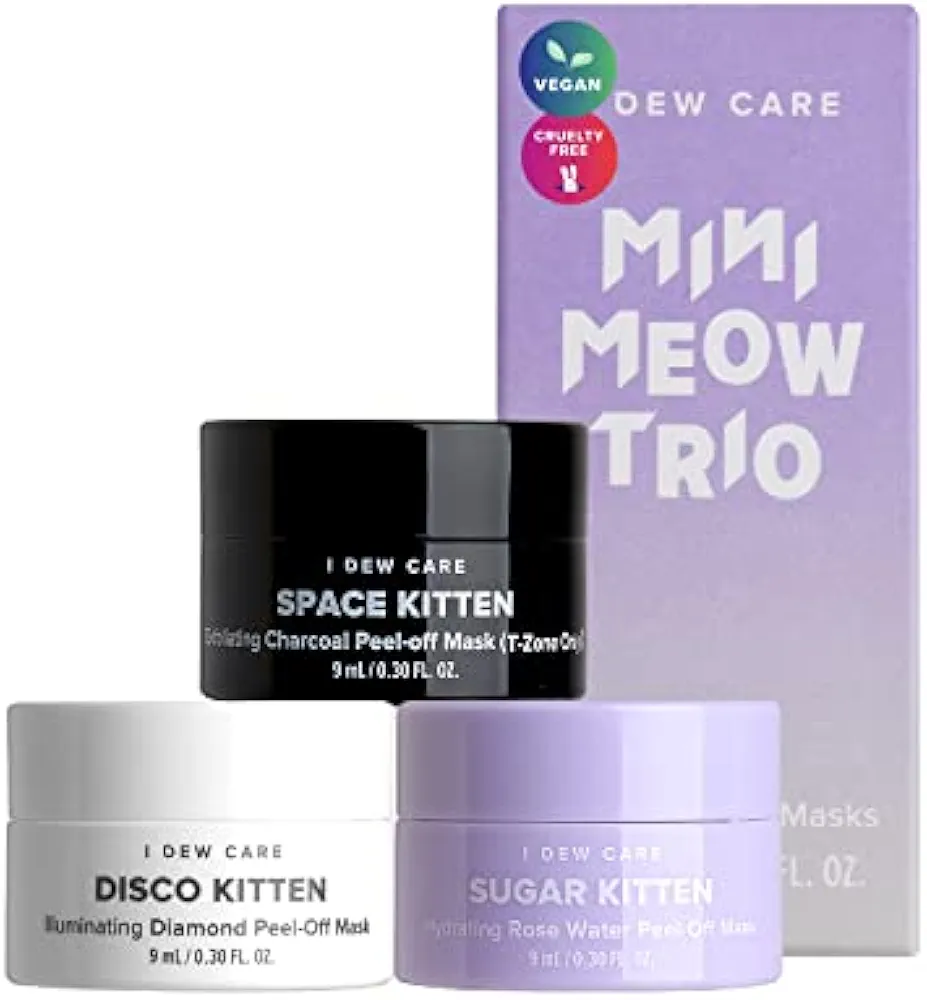 I DEW CARE Peel Off Face Mask Set - Mini Meow Trio | With With Hazel, Travel Size, Spa day, Gift Set, Hydrating, Illuminating, Exfoliating, 3EA