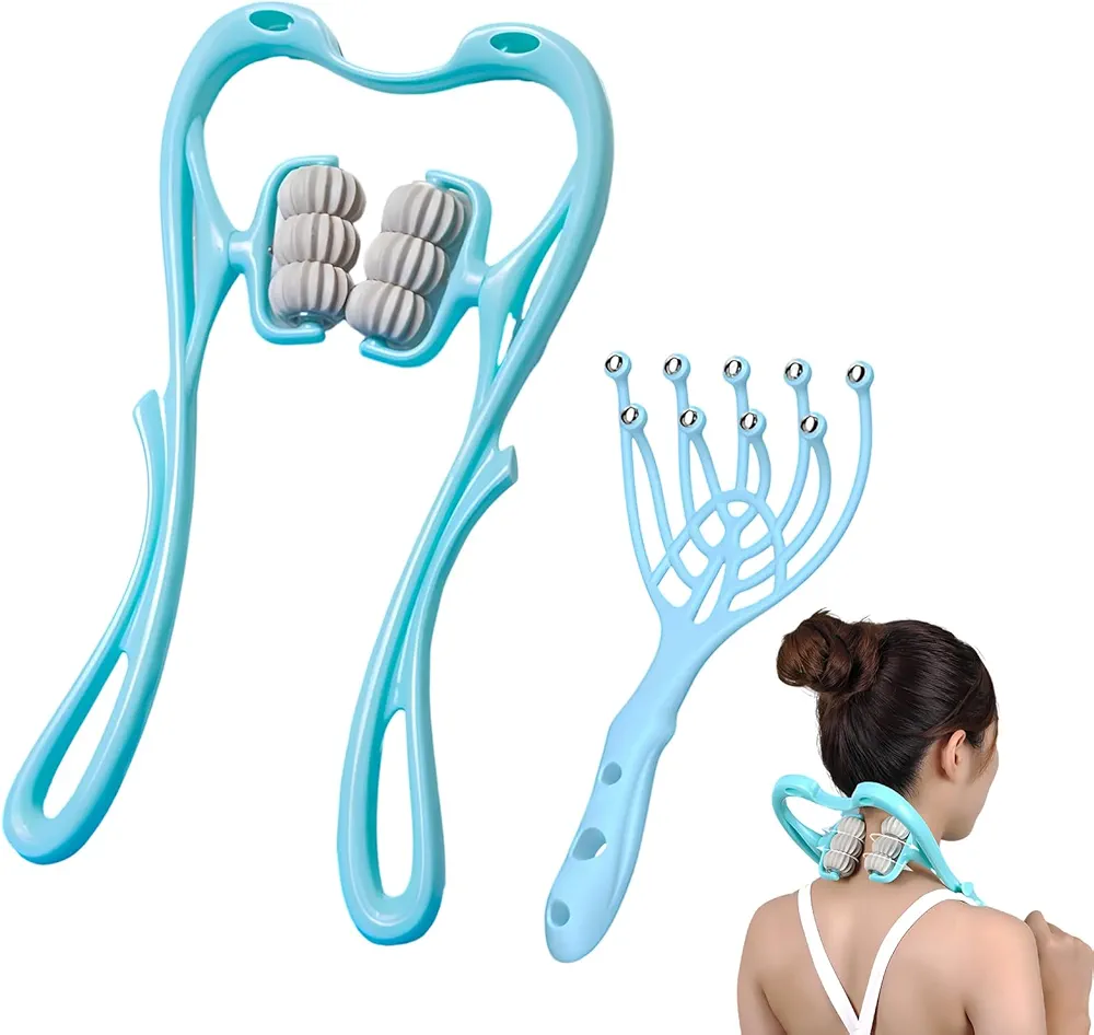 Neck Massager, Neck and Shoulder Handheld Massager with 6 Balls, Rotating Neck Pain Relief Massager with Nine Claws Head Massager, Neck Roller for Deep Tissue in Back Shoulder Waist and Legs