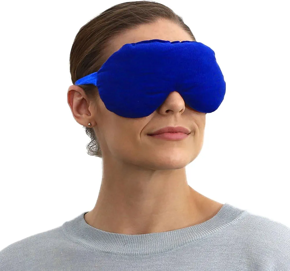 Lavender Eye Mask - Weighted Eye Mask for Relaxation and Yoga - Cold Therapy Eye Masks for Women, Men - 1 Eye Mask Blue