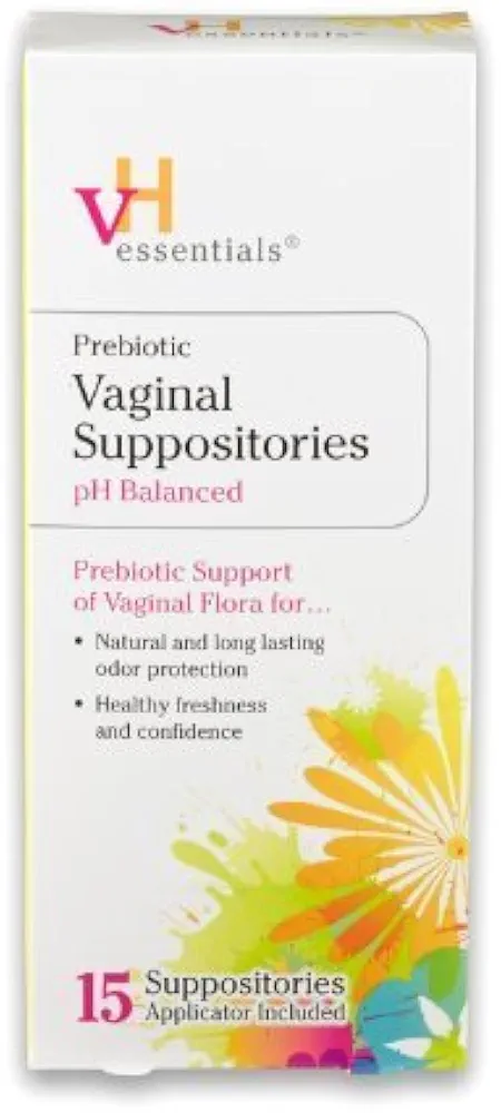 VH Essentials Prebiotic Vaginal Suppositories, 15 Count (Pack of 3)