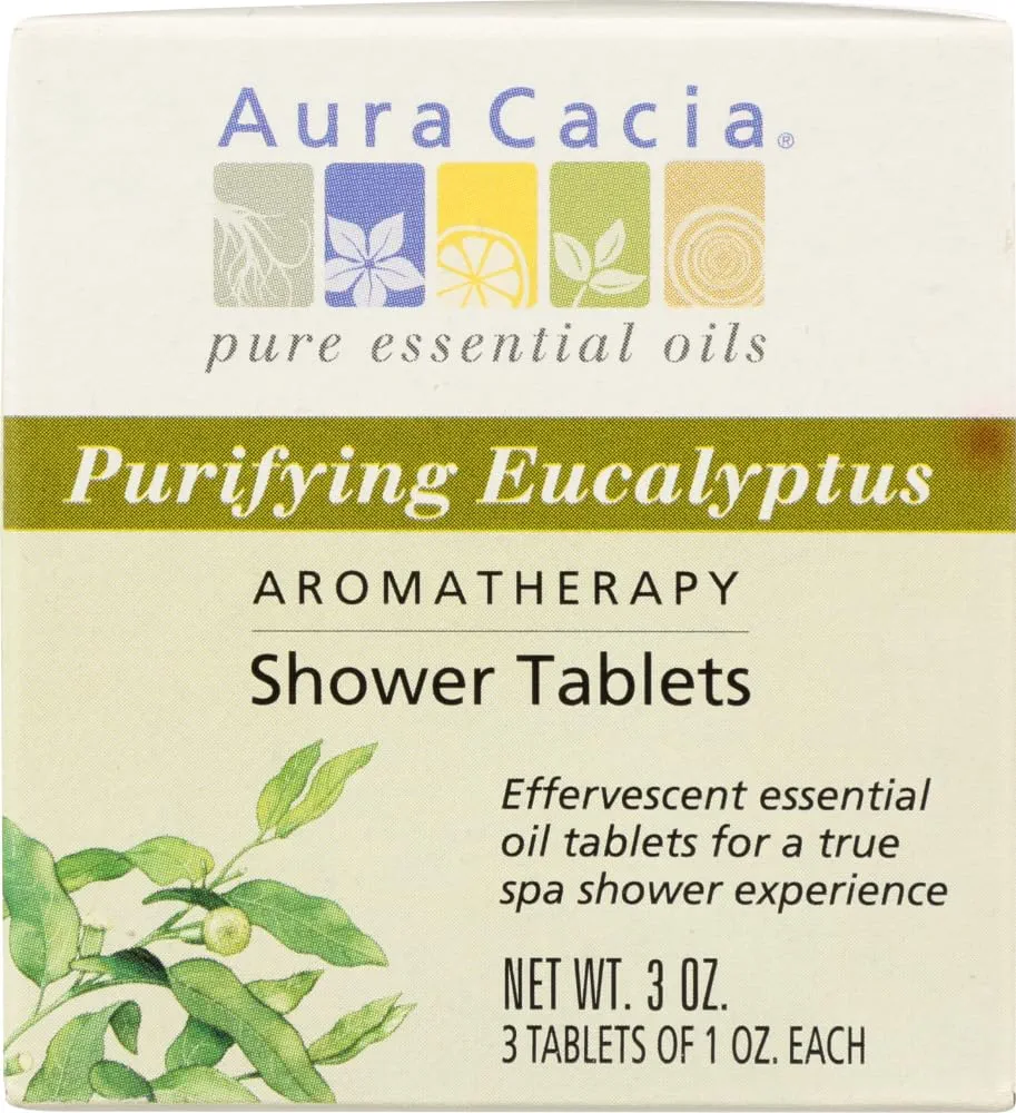 Aura Cacia Eucalyptus Shower Tablets - Aromatherapy Shower Steamers - Aromatherapy Benefits via Organic Essential Oils