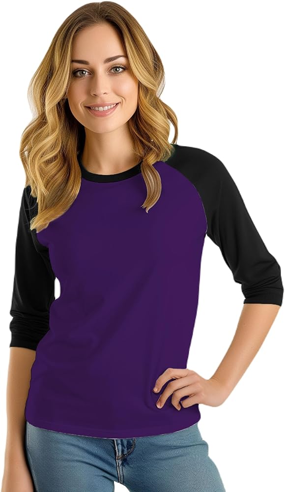 Decrum Raglan Shirts for Women - Womens Soft Sports Jersey 3/4 Long Sleeves Baseball Tee