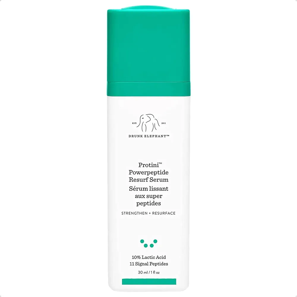 Drunk Elephant Protini Powerpeptide Resurf Serum. Strengthen and Resurface Face Serum with 10% Lactic Acid and 11 Signal Peptides (30 mL / 1 Fl Oz)