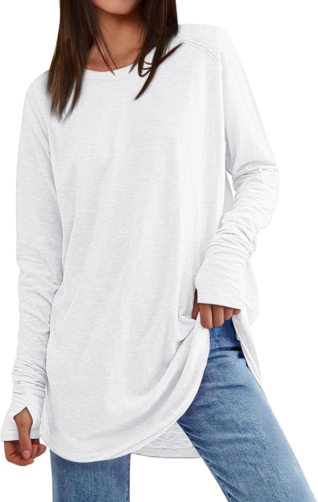 AUTOMET Womens Long Sleeve Shirts Crew Neck Casual Tshirts Fall Fashion Tops Loose Fit Lightweight Y2k Outfits Clothes