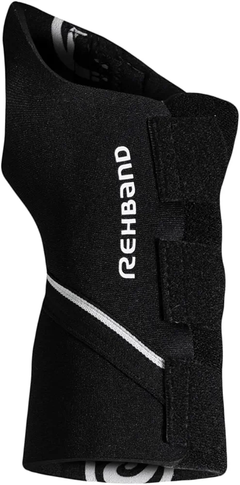 Rehband 5mm Wrist Brace in Neoprene/SBR, 1 x Wrist Splint with Adjustable Aluminum Splint for Right/Left, Supports Wrist during sports & daily life, Colour:Black, Size:Small/Medium, Side:Right