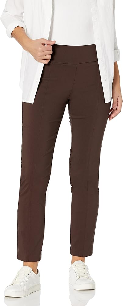 Zac & Rachel Women's Millennium Fabric Pull-On Slim Leg Pant, Chocolate, 6