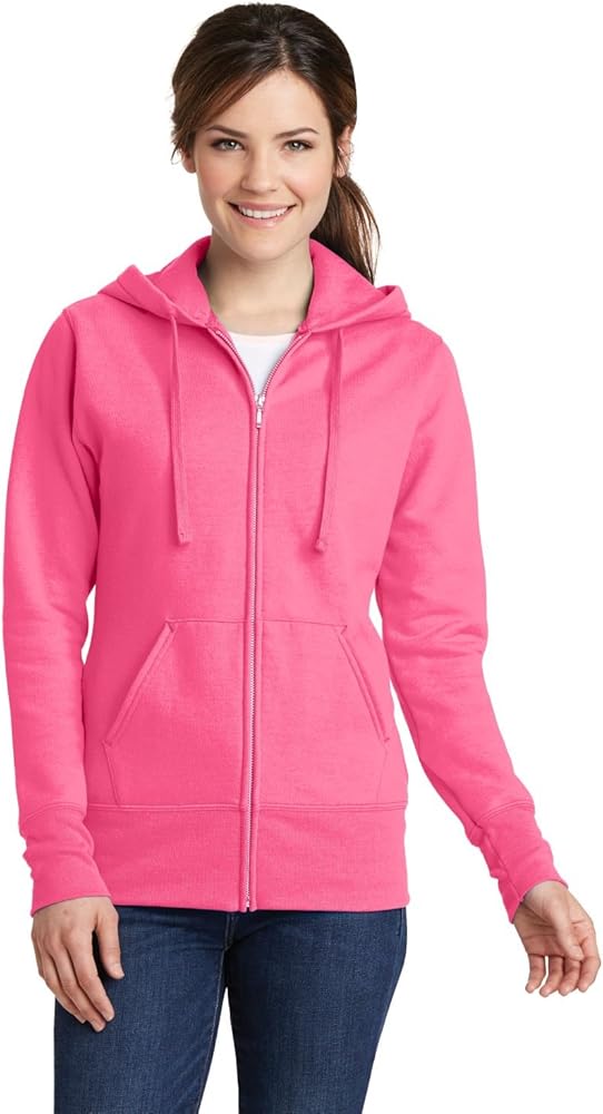 Port & Company Ladies Fleece Pullover Hooded Sweatshirt Neon Pink