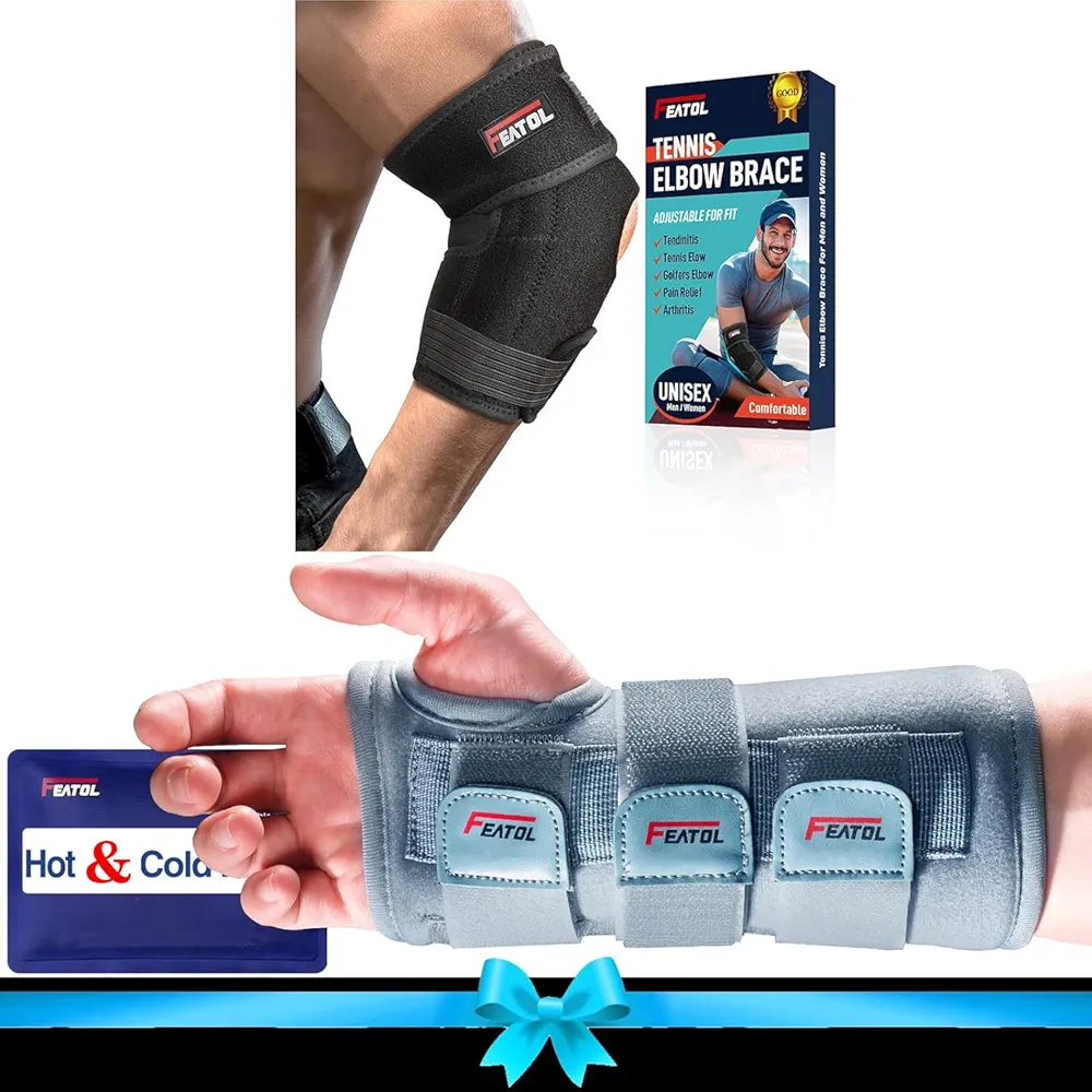 FEATOL Carpal Tunnel Hot/Ice Pack Wrist Brace and Elbow Brace for Men and Women