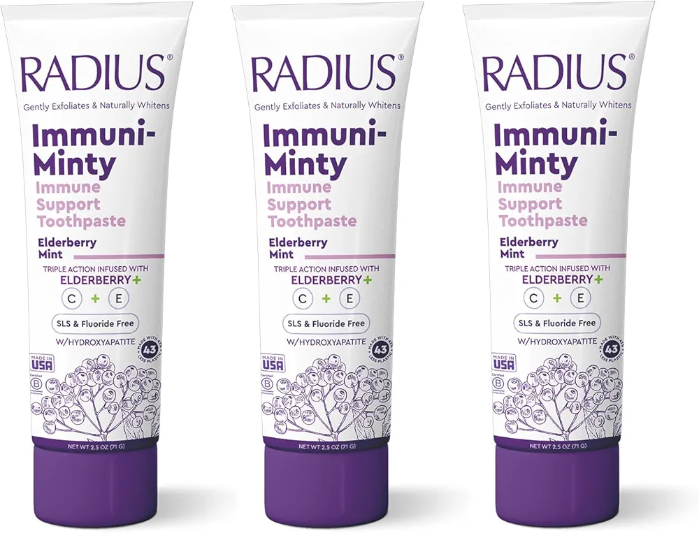 RADIUS ImmuniMinty Immune Support Toothpaste 2.5 Oz - Elderberry Mint - Pack of 3