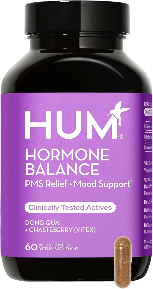 HUM Hormone Balance - Supplement for Women's Health - Support for Cramps, Cravings, Irritability & Hormonal Balance - Chasteberry & Dong Quai Women's Monthly Support (60 Vegan Capsules)