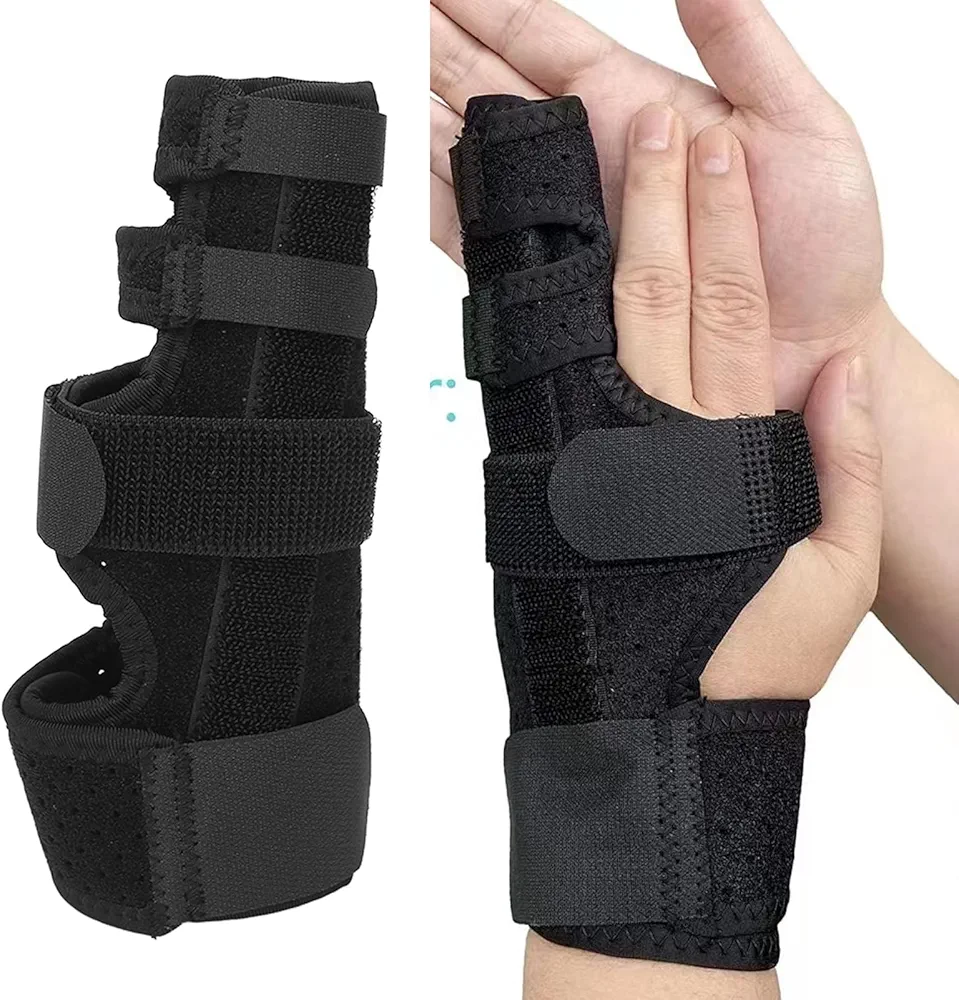 Splint for Left or Right Hand, Adjustable Break Metacarpal Finger Splint Hand Brace with Bendable Aluminum for 4th 5th Finger (S)