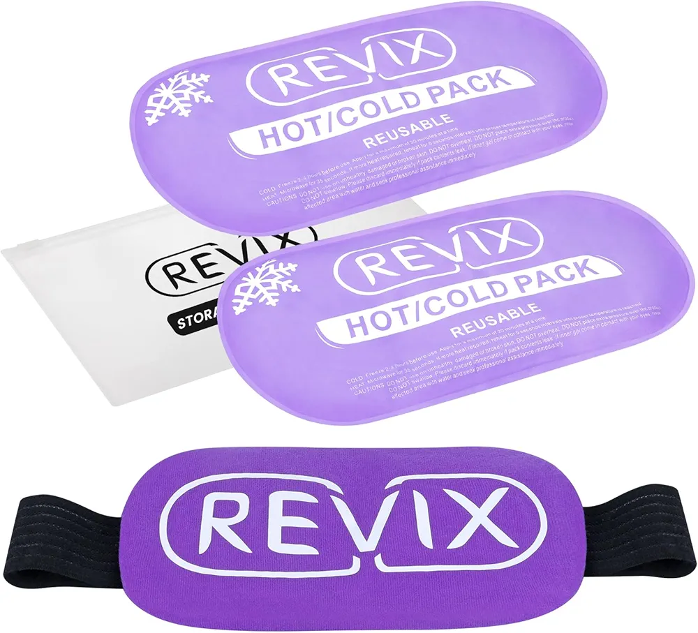 REVIX Gel Ice Pack for Pain Relief, 2 Pack Cold Packs for Injuries, Alleviate Joint, Muscle Pain, Inflammation, Swelling, and Cramp, Adjustable & Flexible Hot Cold Gel Packs Reusable, Purple