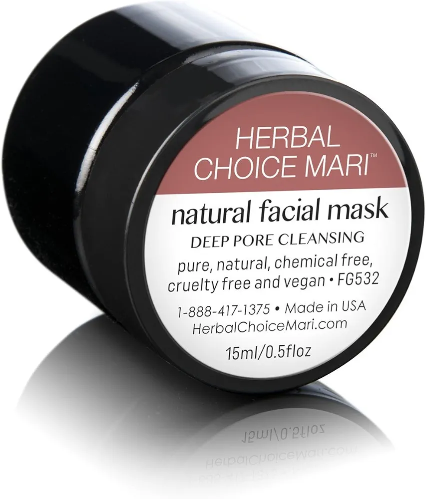 Natural Facial Mask by Herbal Choice Mari (0.5 Fl Oz Jar) - Made with Organic Ingredients - No Toxic Synthetic Chemicals - TSA-Approved Travel Size