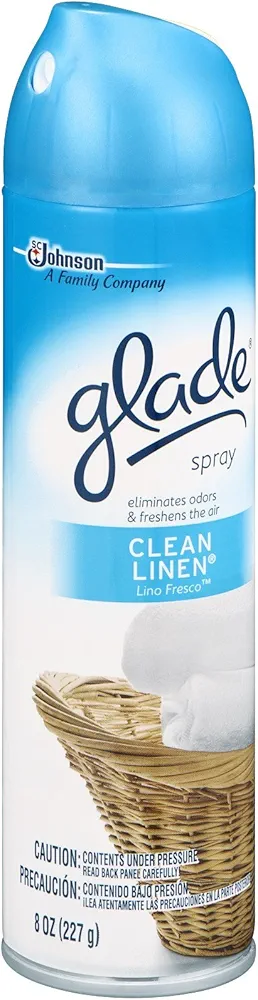 Glade Clean Linen Spray Air Freshener 8 oz (Pack of 12)