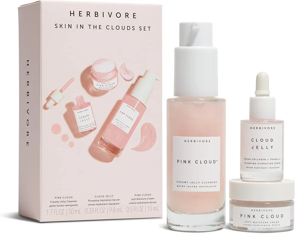 HERBIVORE Pink Cloud Creamy Jelly Cleanser – Squalane + Rosewater + Tremella Mushroom, Hydrating Face Wash + Makeup Remover for Sensitive Skin, Vegan