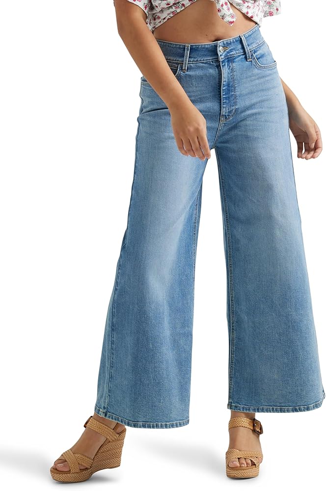 Wrangler Women's High-Rise Wide Leg A-line Crop Jean