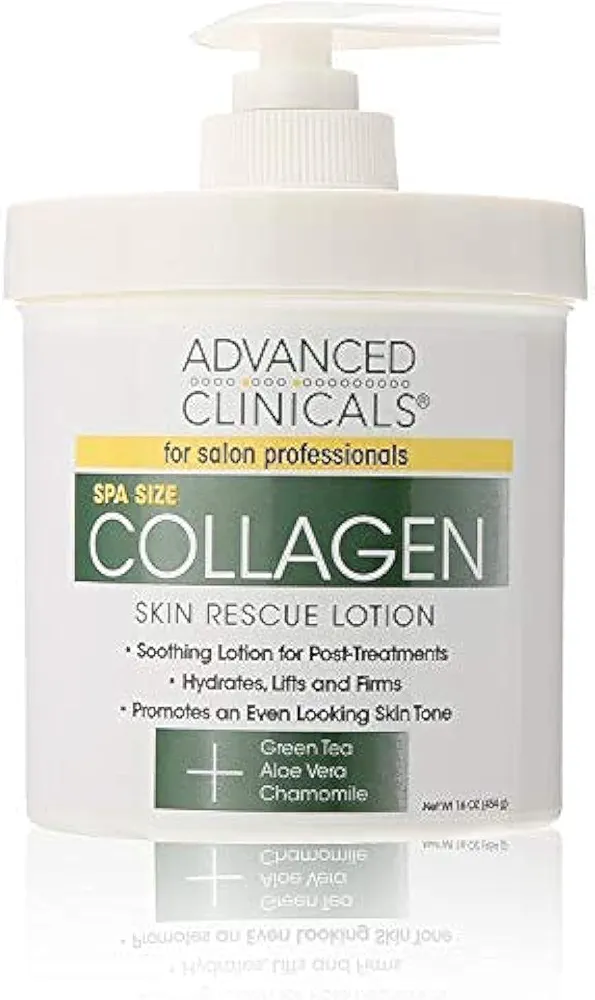 Advanced Clinicals Collagen Skin Rescue Lotion - Hydrate, Moisturize, Lift, Firm. Great for Dry Skin, 16 Ounce