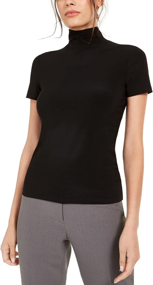 Anne Klein Women's Short Sleeve Mockneck Top