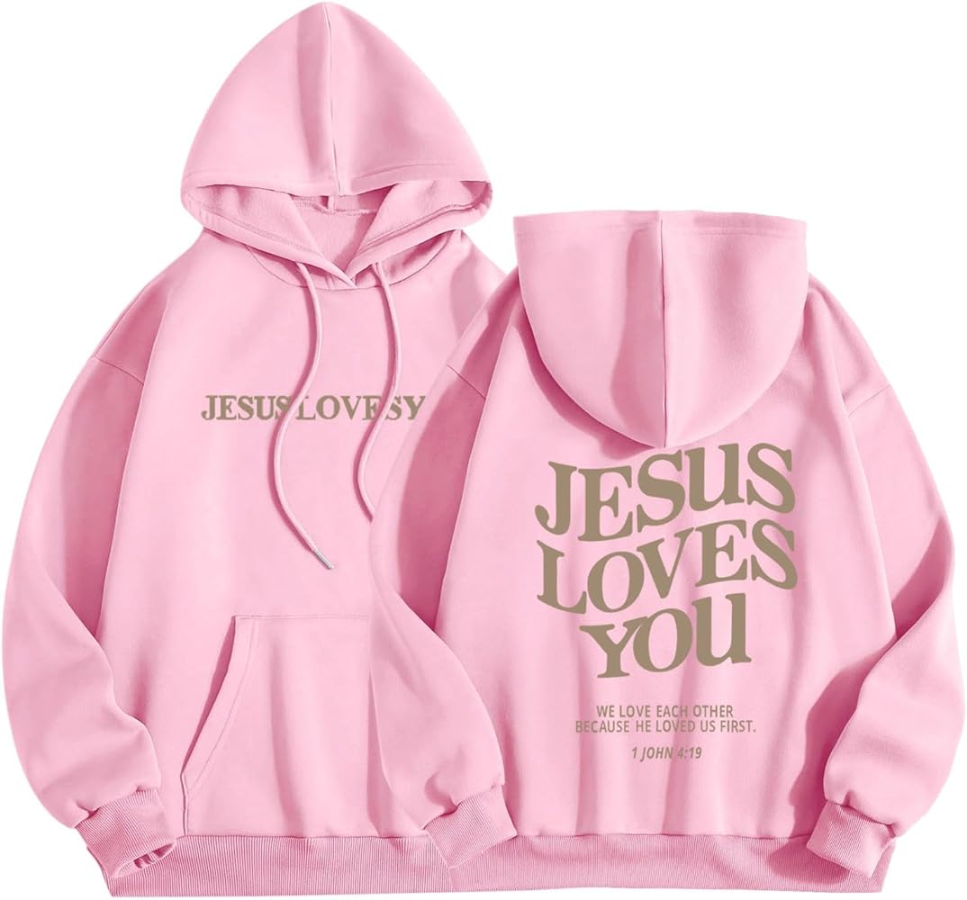 Jesus Loves You Hoodie Sweatshirt Jesus Christian Gifts Hooded Pullover Tops Streetwear Gift Y2K Clothes for Women Men