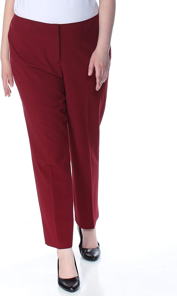 Nine West Womens Wide Calf Low Rise Ankle Pants Plus Size