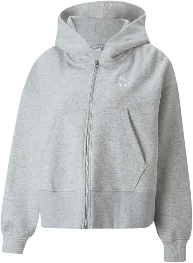 Puma Womens Classics Oversized Full-Zip Hoodie Casual Outerwear Casual - Grey