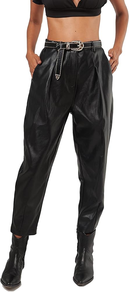 Women's Leather Baggy Pants