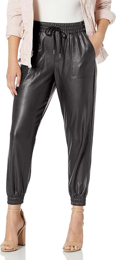 BCBGeneration Women's Faux Leather Joggers with Drawstring