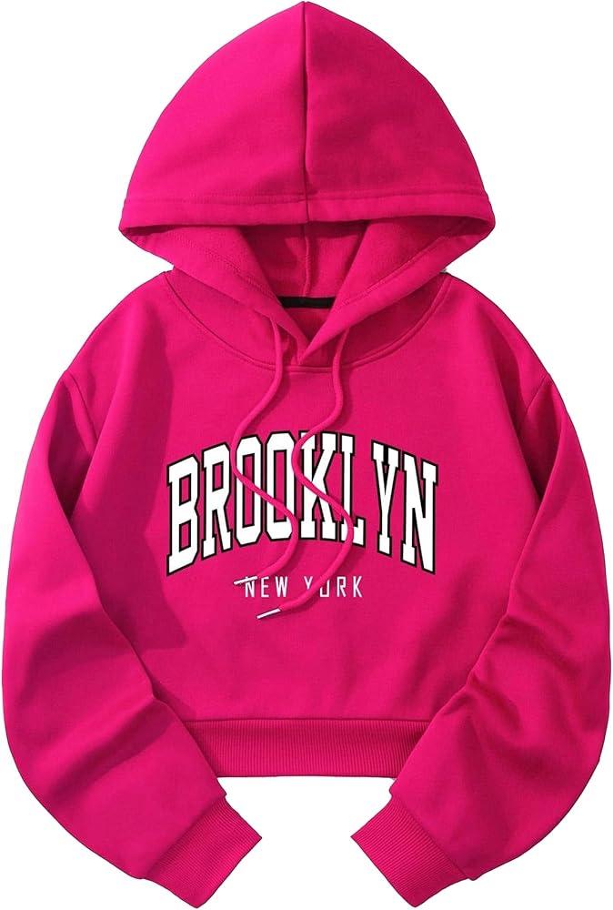 Hilinker Womens Graphic Long Sleeve Cropped Hoodies Drawstring Hooded Sweatshirt