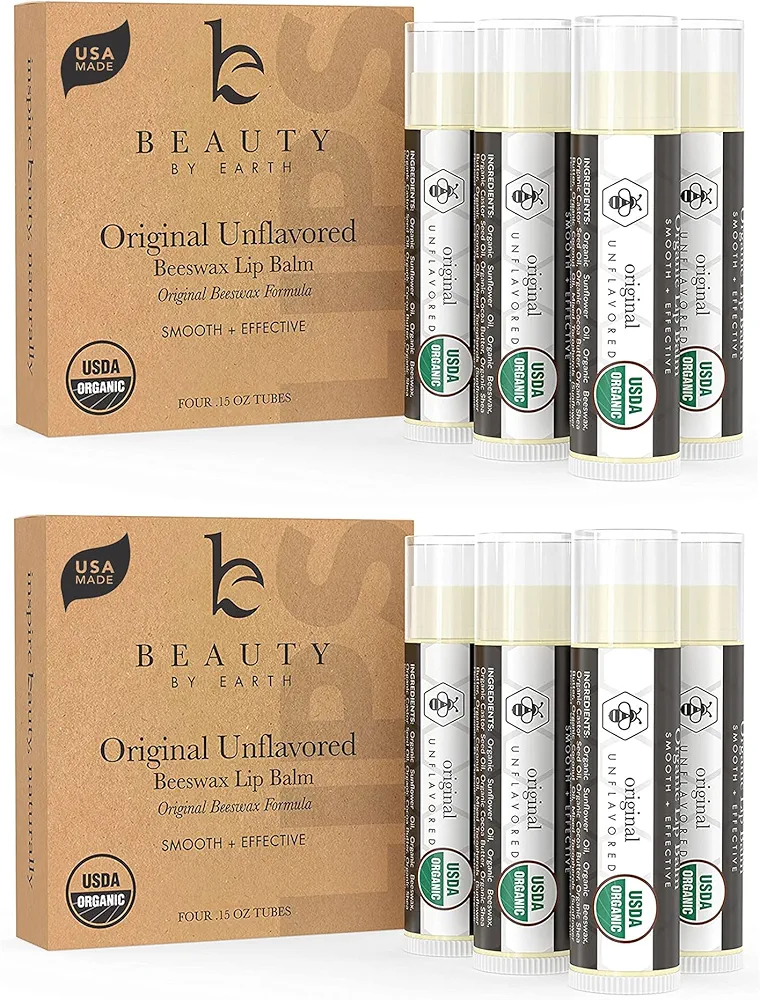 Organic Lip Balm Pack - Original Lip Balm for Dry Cracked Lips, Christmas Stocking Stuffers Women & Men, Lip Balm Set, Lip Moisturizer, Natural Lip Balm for Men, Lip Care Products for Lip Repair