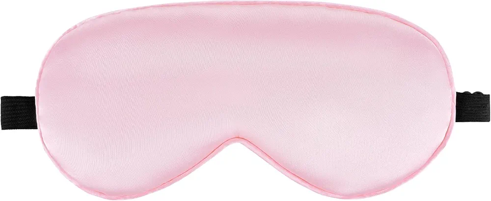 Silk Eye Mask for Women and Men, Sleep Mask with Adjustable Strap for Sleeping Light Blocking, Soft Breathable Eye Cover Blindfold Eyeshade for Travel, Nap, Meditation(Pink)