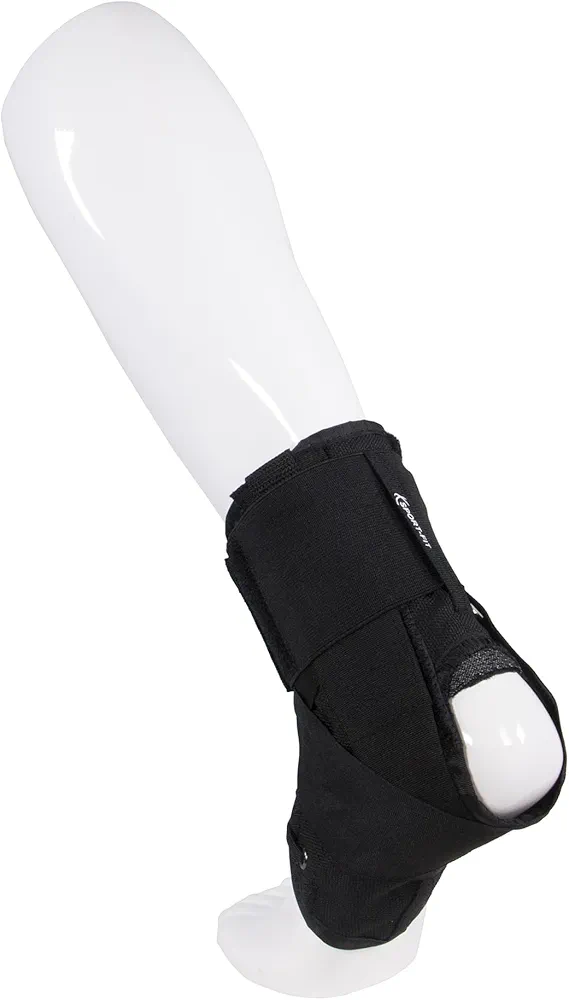 OTC Ankle Stabilizer Brace with Criss-Cross Lace-Up Adjustable Support, Black, Medium