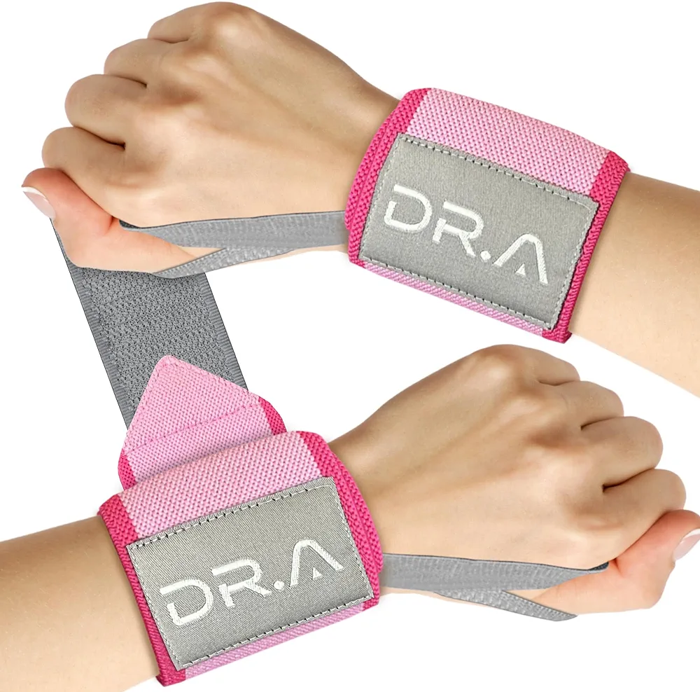 Doctor-Developed Gym Wrist Wraps, Wrist Straps for Weightlifting, Compression Wrist Bands With Thumb Loops, Gym Wrist Band for Men & Women, Tennis Wrist Support for Working Out & Sports Use (Pink)