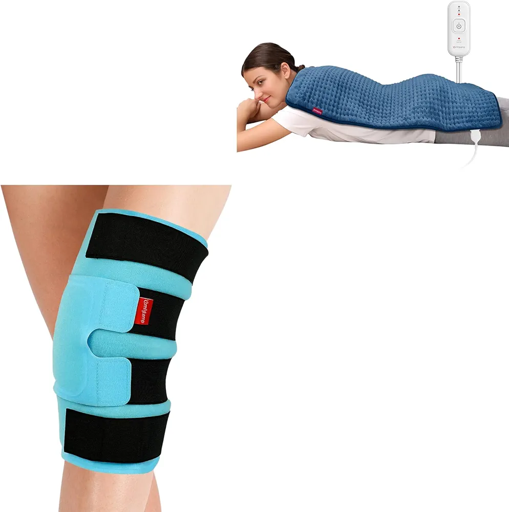 Comfytemp Extra Large Knee Ice Pack Wrap and Heating Pad for Back Pain Relief Bundles