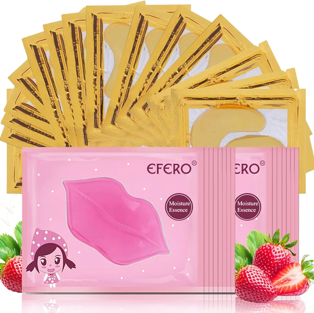 Eakroo 30 Pairs Lip Masks & Eye Mask, Under Eye Masks and Power Crystal Gel Lip Masks, Under Eye Patches for Puffy Eyes, Dark Circles, Eye Bags, Wrinkles, Revitalises & Refreshes Your Skin