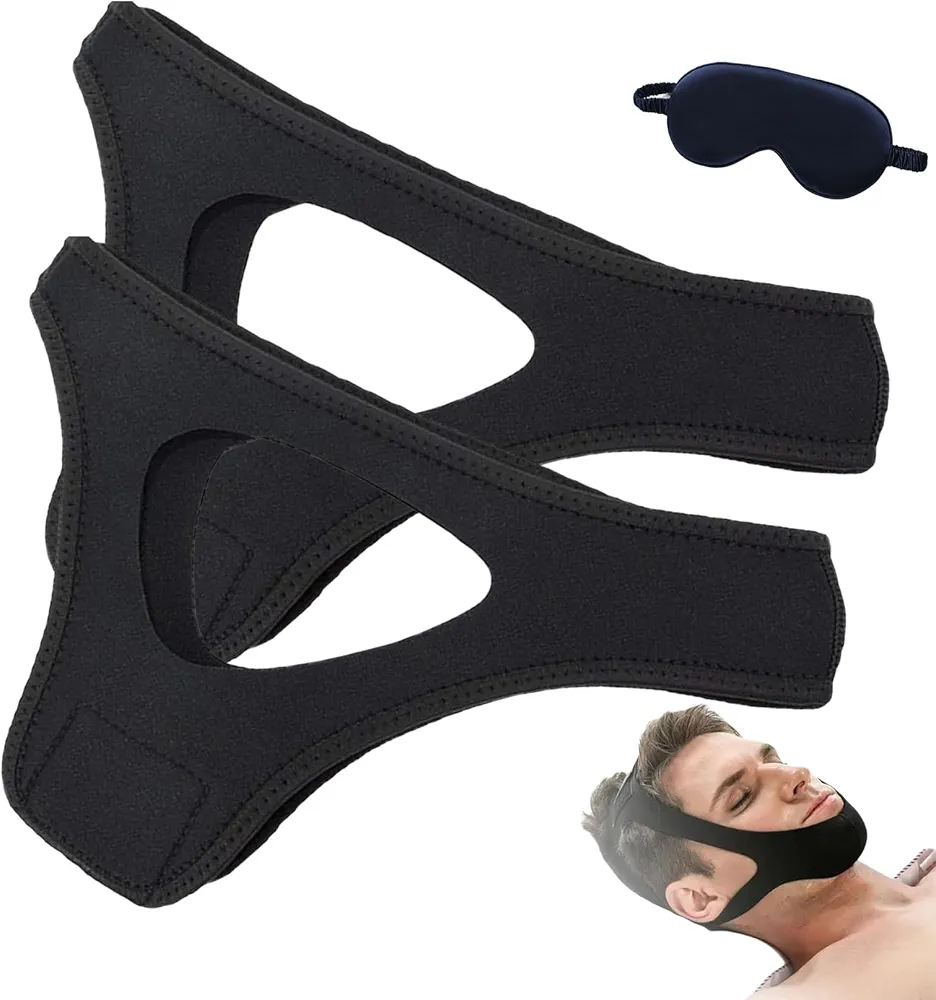 Veralabs Airflow Jaw Strap, Airflow Jaw Strap Veralabs, Air Flow Jaw Strap, Breathable Stop Snoring Chin Strap Snoring Solution for Users to Keep Mouth Closed (2-Black)