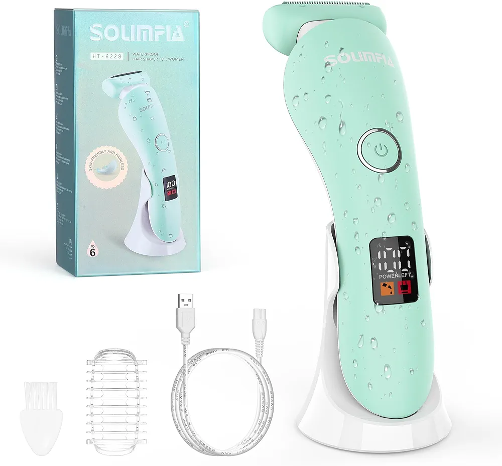 Solimpia Lady Shavers Electric Shaver for Women Electric Razor for Arm Leg Armpit Bikini Cordless Portable Painless IPX6 Waterproof USB Rechargeable Dry Wet