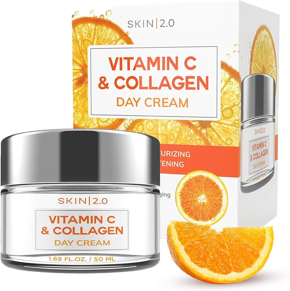 Vitamin C and Collagen Daily Face Moisturizer - Dermatologist Tested - Anti-Aging, Skin Tightening, Brightening Day Cream - Cruelty Free Korean Skin Care For All Skin Types - 1.69 Fl. oz