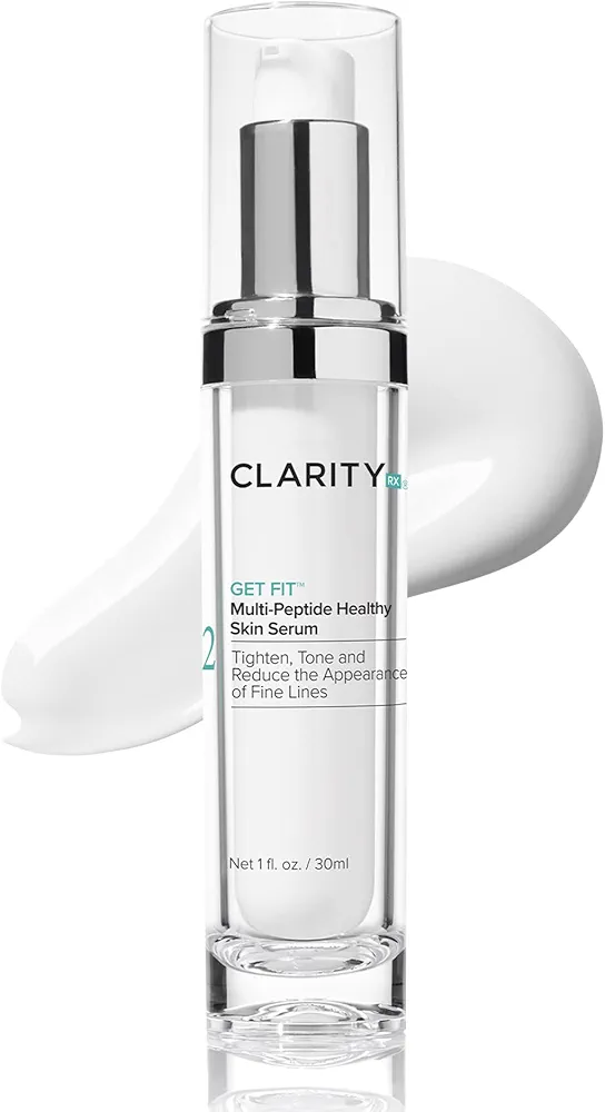 ClarityRx Get Fit Multi-Peptide Healthy Skin Serum, Natural Plant-Based Anti-Aging Treatment for Fine Lines & Wrinkles (1 fl oz)